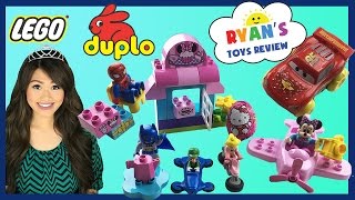 Lego Duplo Minnies Cafe Birthday Party with Disney Cars Toys [upl. by Imoian]