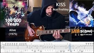 Kiss 100 000 Years Ace Frehley Guitar solo With TAB [upl. by Septima]