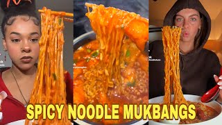 Spicy Samyang Noodles Mukbang Compilation [upl. by Innavoig]