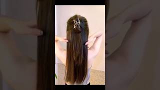 half updo bun hairstyle tutorial for girls youtubeshort hairstyles hairtutorials [upl. by Haskins]