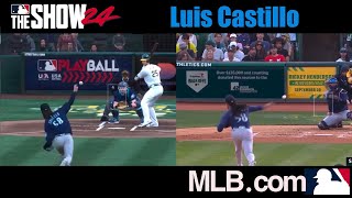 ⚾️ Luis Castillo  MLB the Show 24 vs Real Game Pitching Motion [upl. by Kashden]