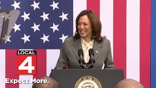 Vice President Kamala Harris visits Detroit touts administration accomplishments [upl. by Nahoj]