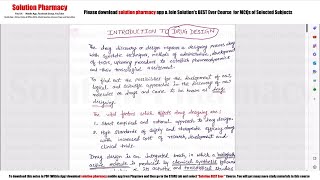 Topic 75 Introduction to Drug Design  Drug Design  Medicinal Chemistry 3  BPharma 6th Semester [upl. by Strait790]