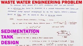 Sedimentation tank Solved design dimension of tank  design of sedimentation tank  waste water engg [upl. by Helbonna]