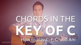 Guitar Lesson How to Play Chords in the Key of C C F G and Am [upl. by Munster463]