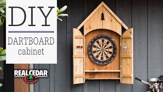 DIY Rustic Dart Board Cabinet  RealCedarcom [upl. by Ahsino]