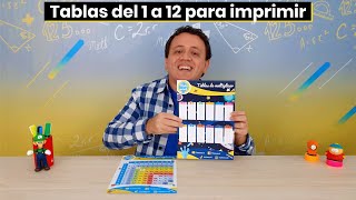 Tablas de multiplicar del 1 al 12 para imprimir en PDF [upl. by Verine]