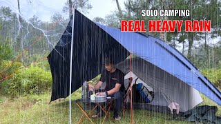 SOLO CAMPING HEAVY RAIN AND THUNDERSTORMS  RELAXING RAIN SOUNDS  ASMR [upl. by Ahseetal]