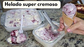 Helado Veteado de frutos rojos  Crema de Helado super cremosa casera [upl. by Amling]