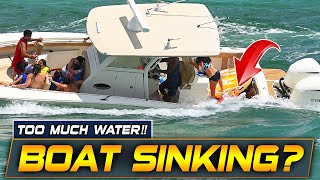 BOAT SINKING FAMILY IN PANIC MODE AT HAULOVER INLET  BOAT ZONE [upl. by Asirb622]