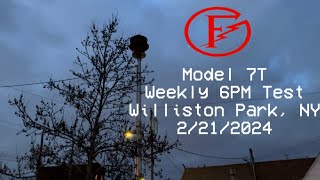 FS Model 7T Weekly Fire Siren Test  Alert  Williston Park NY 2212024 [upl. by Bultman]