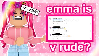 THIS YOUTUBER IS RUDE emmascharmxo1 roblox drama [upl. by Stevens]