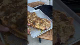 BEEF BRISKET GOING ON THE BIG GREEN EGG SMOKER [upl. by Ibrab572]