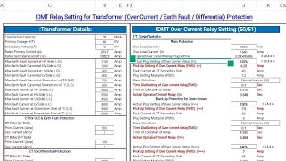 Transformer Overcurrent and Earth fault Relay setting Calculation Excel [upl. by Brock]