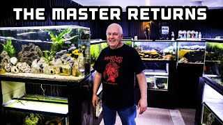 Master Fish Breeder Tours Fishroom  Feeds Fish [upl. by Adnahcir]