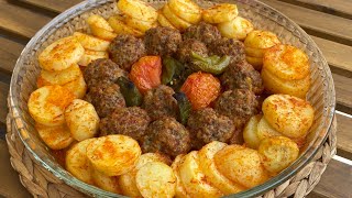 BİRAZ PATATES VE KIYMA İLE LEZZETLİ YEMEK TARİFİ  FIRINDA PRATİK PATATES KÖFTE  fırın yemekleri [upl. by Uolyram]