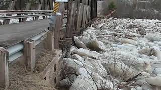 Ice jam breaks SteMariedeKent bridge [upl. by Smalley]