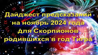 Дайджест предсказаний на ноябрь 2020 года для Скорпионов родившихся в год Тигра [upl. by Esinyl]