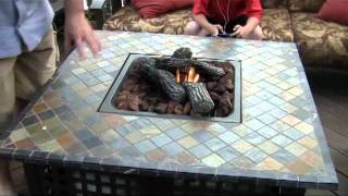 UniFlame LP Gas Fire Pit with Slate Table [upl. by Yauqaj506]