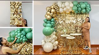 Como hacer una Decoracion con Shimmer Wall  🎉 Balloon Garland On Backdrop 🎉 [upl. by Addy]