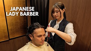 💈ASMR Got My Curly Hair Cut by Charming Lady Barber at Luxury Hair Salon in Tokyo Japan [upl. by Rede216]