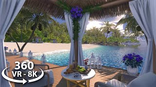 360 VR  Tropical Beach  Relaxing Ambience Experience  Ocean Waves amp Exotic Nature Sounds 8K [upl. by Juliana]