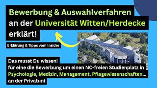 Bewerbung an der Universität WittenHerdecke Alles wichtige zu Bewerbung amp Auswahlverfahren [upl. by Eehtomit]