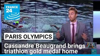 Paris Olympics Triathlon champion Cassandre Beaugrand brings gold medal home • FRANCE 24 [upl. by Lynad]