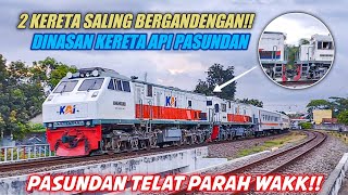 DOUBLE LOKOMOTIF PADA KA PASUNDAN NONTON KERETA API SORE HARI DI SEKITAR STASIUN GOMBONG [upl. by Aivekal]