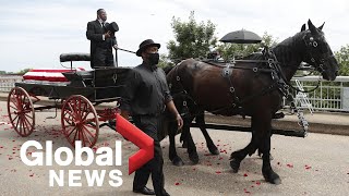 John Lewis’ funeral procession crosses the Edmund Pettus Bridge in Selma AL [upl. by Yelsiap]