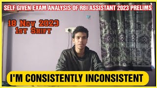 Self given exam analysis of RBI ASSISTANT PRELIMS 2023  rbiassistant examanalysis [upl. by Airehc]