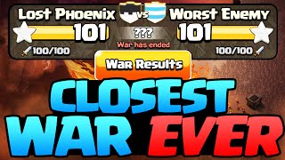 Clash of Clans Clan War  The CLOSEST War Ever [upl. by Putnam]