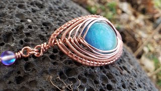 Wire Wrap Cabochon in Herringbone [upl. by Ahsayn294]