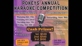 4th Qualifying night for Pokeys Karaoke Competition [upl. by Annaujat891]