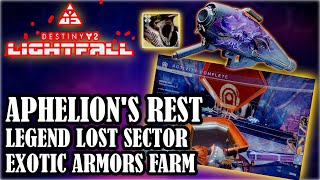 DESTINY 2 APHELIONS Rest Legend Lost Sector Exotic Armors amp World Drop Weapons Farm Season 23 [upl. by Htedirem]