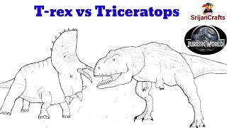 How to draw dinosaurs  Jurassic world dominion  Trex vs Triceratops drawing  dinosaur drawing [upl. by Darcy]