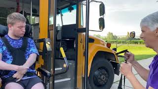 Sam getting on school bus to Waldron for another day of School 7824 onthatnote [upl. by Orecic525]