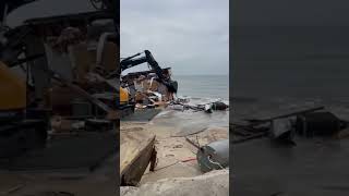 Outer Banks house collapses into ocean due to beach erosion cleanup begins [upl. by Hu]