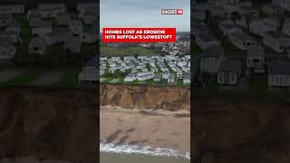 Drone Reveals Coastal Erosion On Englands Coast Homes  N18S  shortsvideo  climatechange [upl. by Leynad811]