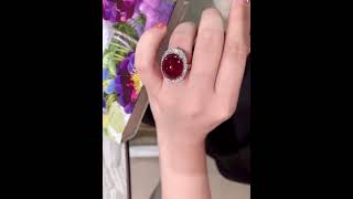 Luxury 15ct Natural Rubellite Tourmaline Ring with Diamonds Classic Design Visit Website for More [upl. by Tati16]