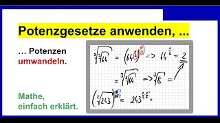 Potenzgesetze anwenden Potenzen umwandeln Aufgaben mit Lösungen PG8 [upl. by Annairb254]