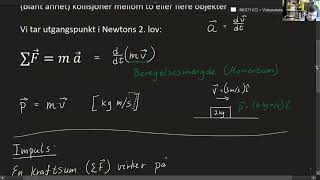 Mekanikk 27  Impuls og bevegelsesmengde [upl. by Ysdnil]