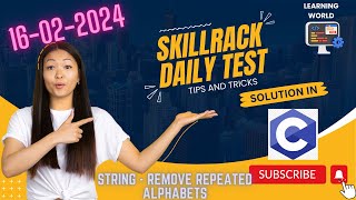 SkillRack Daily Test Todays Solution in c  String  Remove Repeated Alphabets  Program ID 10776 [upl. by Anitaf]