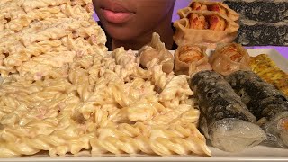 ASMR EATING SOUNDS CREAMY ALFREDO PASTA [upl. by Kraul]