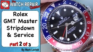 Part 2 of 3 Rolex 3075 GMT Master full strip down service  Watch Repair Tutorial [upl. by Hgielac389]