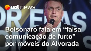 Bolsonaro reage a Lula sobre móveis do Alvorada e fala em falsa comunicação de furto [upl. by Idnaj921]