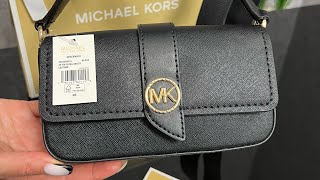 Распаковка сумки MICHAEL KORS Greenwich ExtraSmall Saffiano Leather Sling Crossbody Bag black [upl. by Esmerolda144]