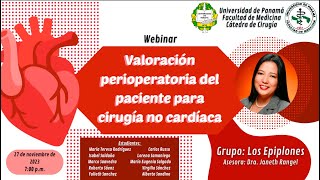 Webinar Valoración perioperatoria del paciente para cirugía no cardíaca [upl. by Oriane]