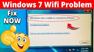 Fix  Windows Was unable to connect to wifi Windows 7 Problem⚡⚡  PC WiFi Problem [upl. by Hayne]