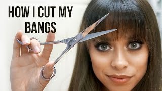 How I Cut My Bangs  Wispy  Straight Across [upl. by Aelc]